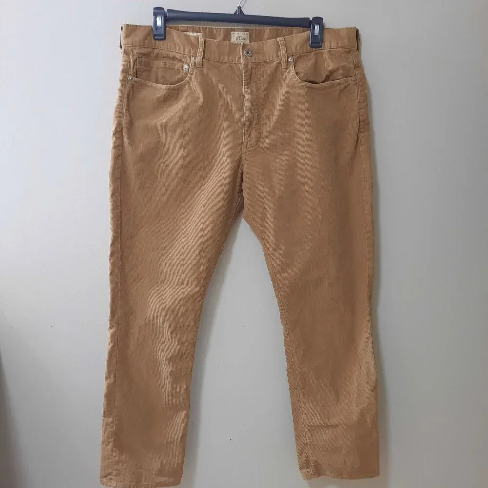 J.Crew 770 Straight Fit Corduroy Pants Men's 38x32 Tan Brown Stretch Cotton